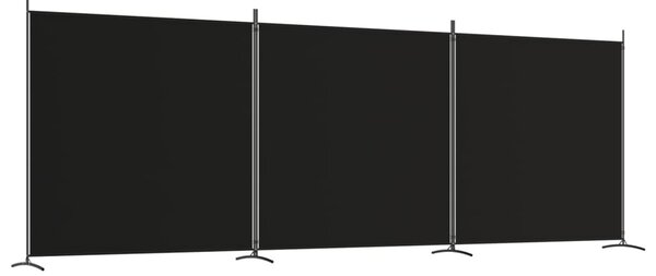 3 paneles fekete szövet térelválasztó 525x180 cm