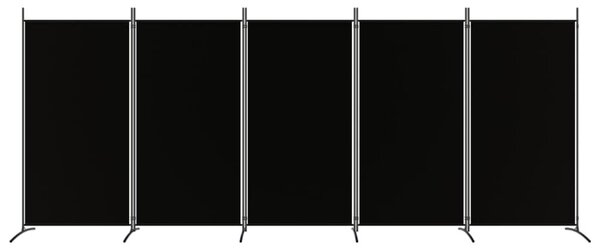 5 paneles fekete szövet térelválasztó 433x180 cm