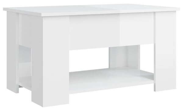 Magasfényű fehér szerelt fa dohányzóasztal 79x49x41 cm