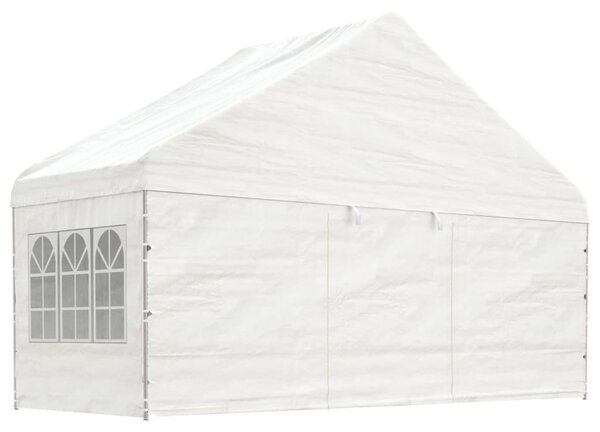 Fehér polietilén pavilon tetővel 5,88 x 2,23 x 3,75 m