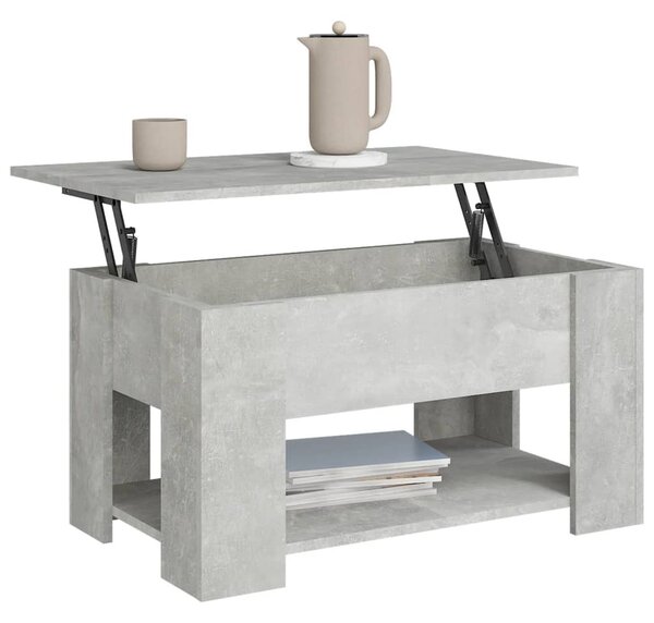 Betonszürke szerelt fa dohányzóasztal 79x49x41 cm
