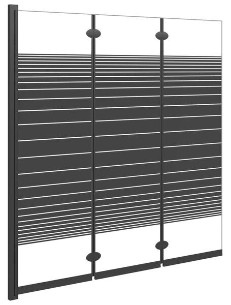 3 paneles fekete ESG összecsukható zuhanyparaván 130 x 130 cm