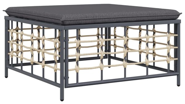 10 részes antracitszürke polyrattan kerti ülőgarnitúra párnával
