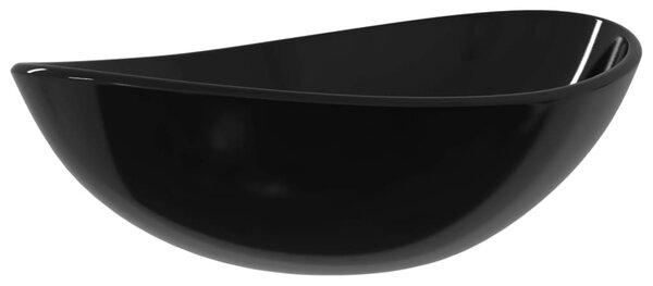 Fekete edzett üveg mosdókagyló 54,5x35x15,5 cm