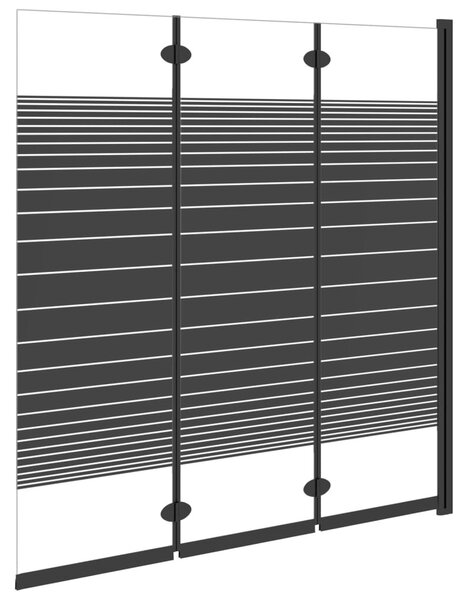 3 paneles fekete ESG összecsukható zuhanyparaván 130 x 130 cm