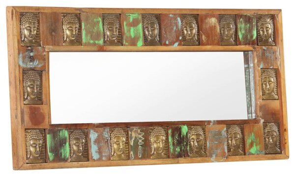 Tömör újrahasznosított fa tükör Buddha burkolattal 110 x 50 cm