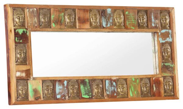 Tömör újrahasznosított fa tükör Buddha burkolattal 110 x 50 cm