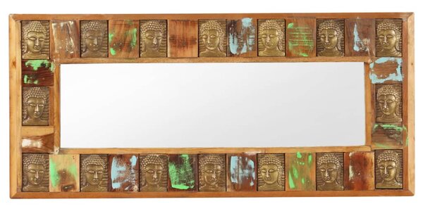 Tömör újrahasznosított fa tükör Buddha burkolattal 110 x 50 cm