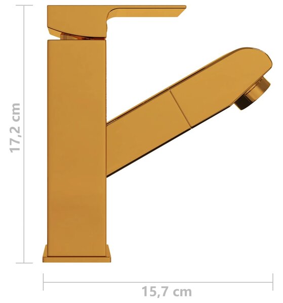Aranyszínű kihúzható fürdőszobai mosdócsaptelep 157 x 172 mm