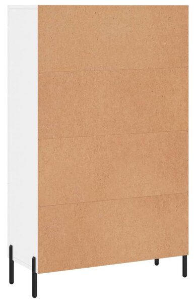 Magasfényű fehér szerelt fa magasszekrény 69,5 x 31 x 115 cm