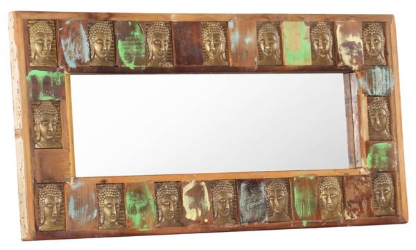 Tömör újrahasznosított fa tükör Buddha burkolattal 110 x 50 cm