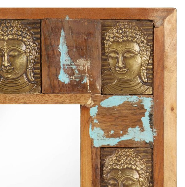 Tömör újrahasznosított fa tükör Buddha burkolattal 110 x 50 cm