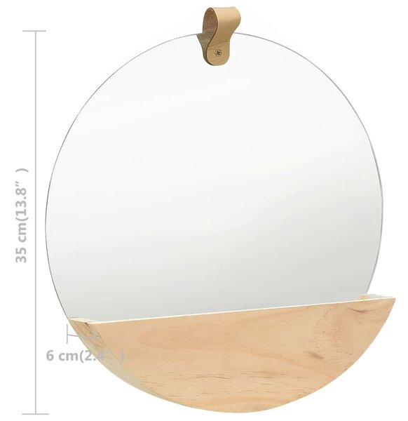 Tömör fenyőfa fali tükör 35 cm