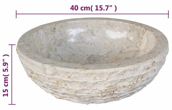 Krémszínű fürdőszobai mosdókagyló 40 cm