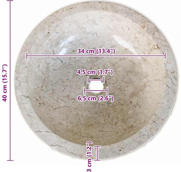 Krémszínű fürdőszobai mosdókagyló 40 cm