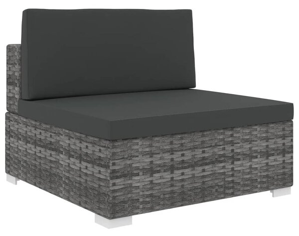 VidaXL szürke moduláris polyrattan középső kanapé párnákkal