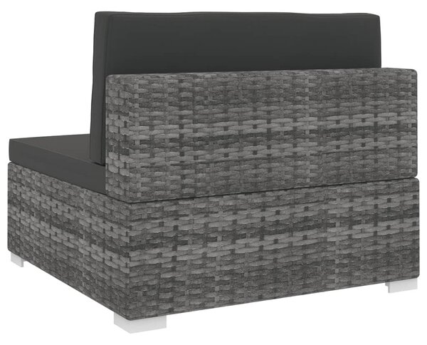 VidaXL szürke moduláris polyrattan középső kanapé párnákkal