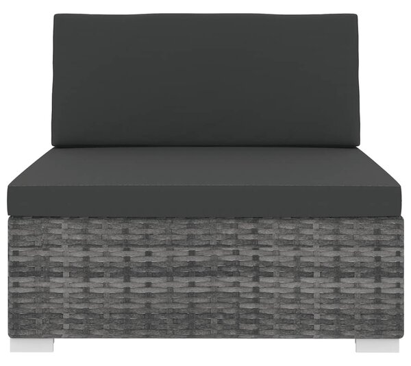 VidaXL szürke moduláris polyrattan középső kanapé párnákkal