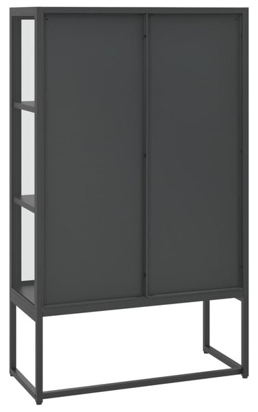 Antracitszürke acél és edzett üveg magasszekrény 80x35x135 cm
