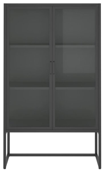 Antracitszürke acél és edzett üveg magasszekrény 80x35x135 cm