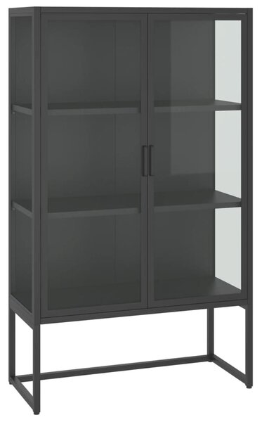 Antracitszürke acél és edzett üveg magasszekrény 80x35x135 cm