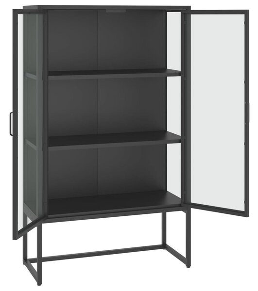 Antracitszürke acél és edzett üveg magasszekrény 80x35x135 cm