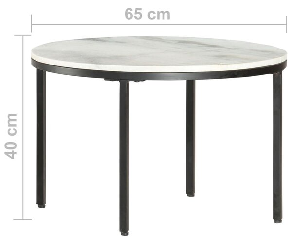 Fehér és fekete valódi tömör márvány dohányzóasztal Ø65 cm