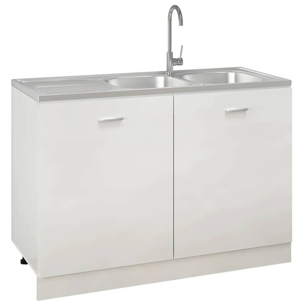 Ezüst rozsdamentes acél dupla konyhamosogató 1200x500x155 mm