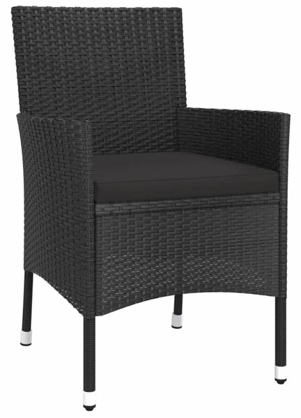 5 részes fekete polyrattan kerti bisztrógarnitúra párnákkal