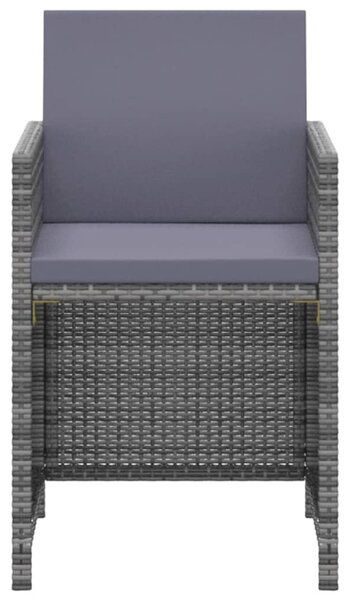3 részes szürke polyrattan kerti étkezőgarnitúra párnákkal