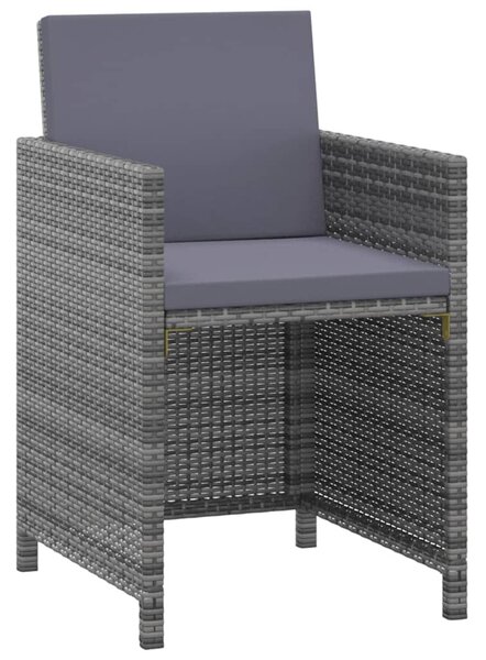3 részes szürke polyrattan kerti étkezőgarnitúra párnákkal