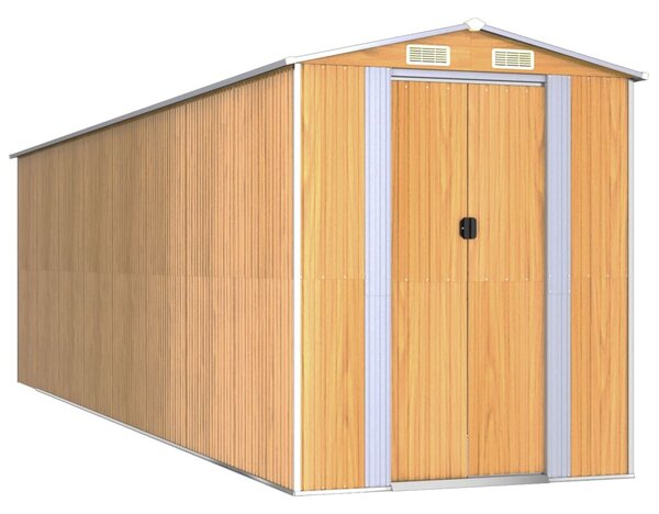 Világosbarna horganyzott acél kerti fészer 192x689x223 cm