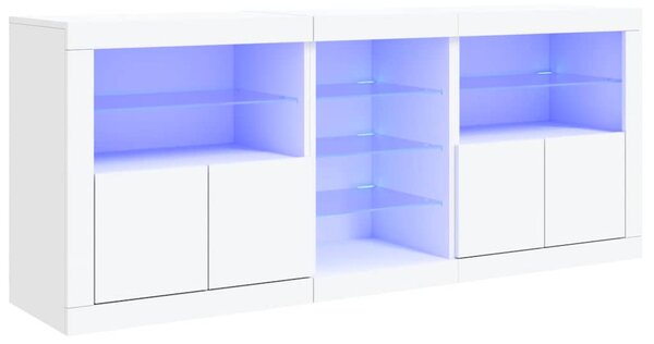Fehér tálalószekrény LED-világítással 181,5x37x67 cm