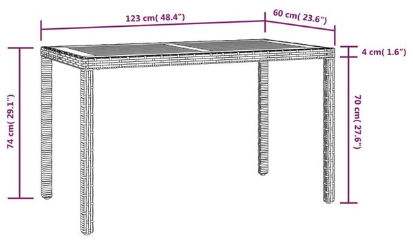 Fekete és barna tömör akácfa kerti asztal 123 x 60 x 74 cm