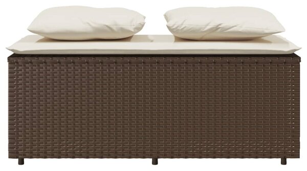 3 részes barna polyrattan kerti étkezőgarnitúra párnával