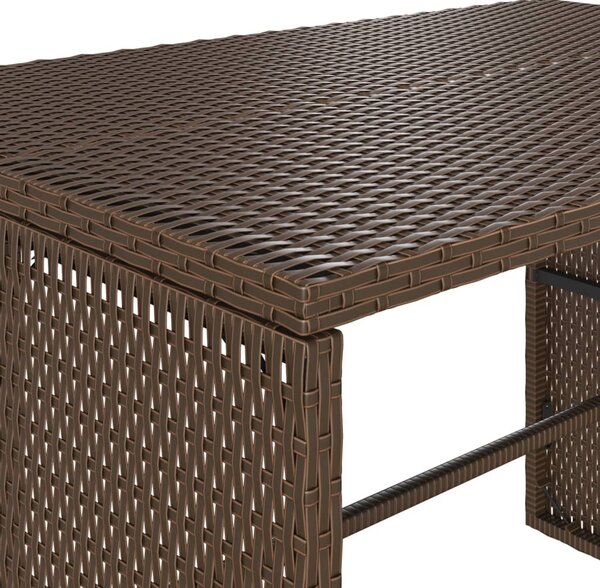 3 részes barna polyrattan kerti étkezőgarnitúra párnával