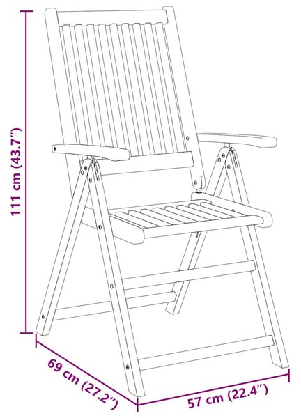 VidaXL 7 részes tömör akácfa kerti étkezőgarnitúra 180x90x75 cm