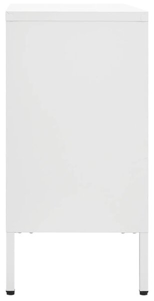 Fehér acél és edzett üveg tálalószekrény 105 x 35 x 70 cm
