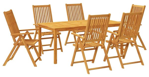 VidaXL 7 részes tömör akácfa kerti étkezőgarnitúra 180x90x75 cm