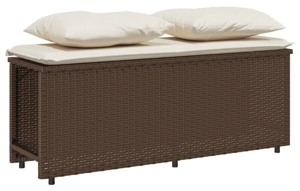 3 részes barna polyrattan kerti étkezőgarnitúra párnával