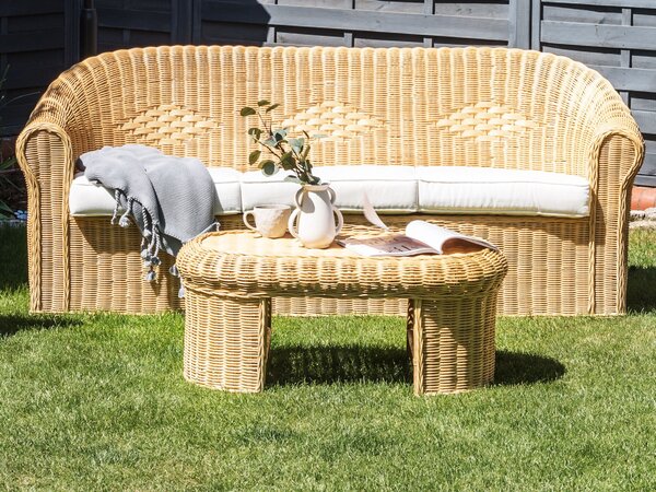 Kerti dohányzóasztal LIVADEIA 60 cm 96 cm Rattan Természetes