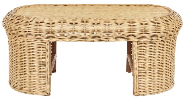 Kerti dohányzóasztal LIVADEIA 60 cm 96 cm Rattan Természetes