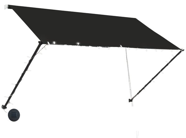 Feltekerhető antracitszürke napellenző LED-del 250 x 150 cm