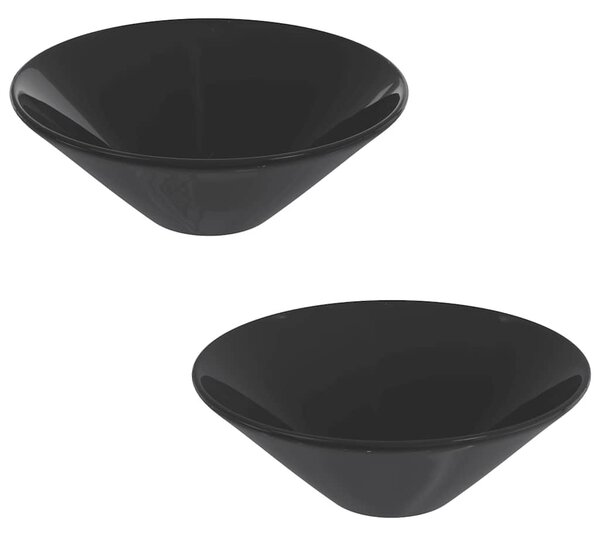 Mosdókagylók 2 db fényes fekete Ø42x14 cm Kerámia