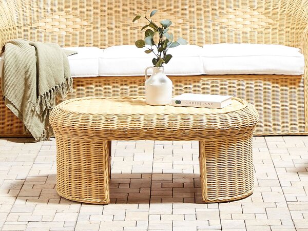Kerti dohányzóasztal LIVADEIA 60 cm 96 cm Rattan Természetes