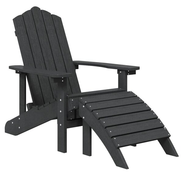 Antracitszürke HDPE kerti adirondack szék lábtartóval