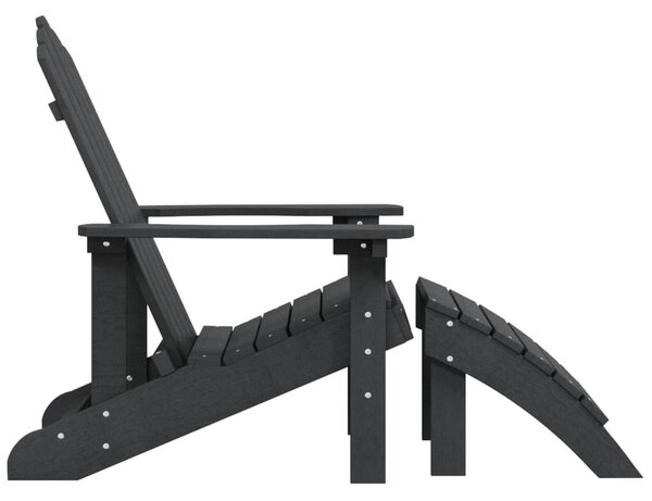 Antracitszürke HDPE kerti adirondack szék lábtartóval
