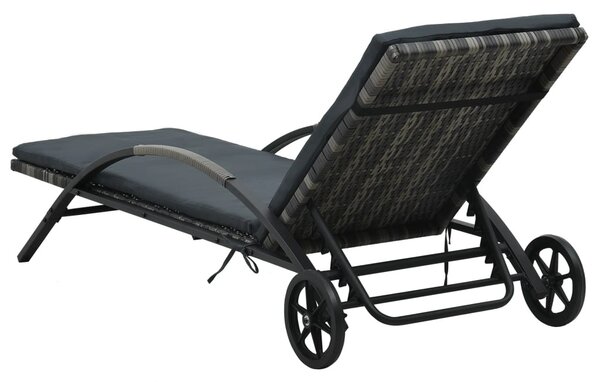 VidaXL Napozóágy párnával és kerekekkel polyrattan antracit
