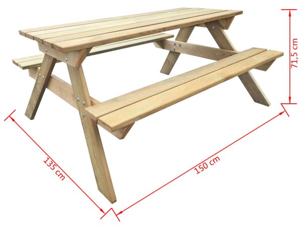 Fa piknik asztal 150 x 135 x 71,5 cm