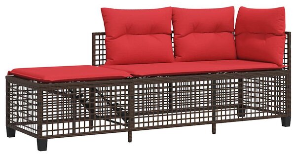VidaXL 3 db barna polyrattan sarok kerti kanapégarnitúra párnákkal